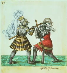 Keizer Maximiliaan I van Duitsland (1459-1519) in man-tegen-man gevecht